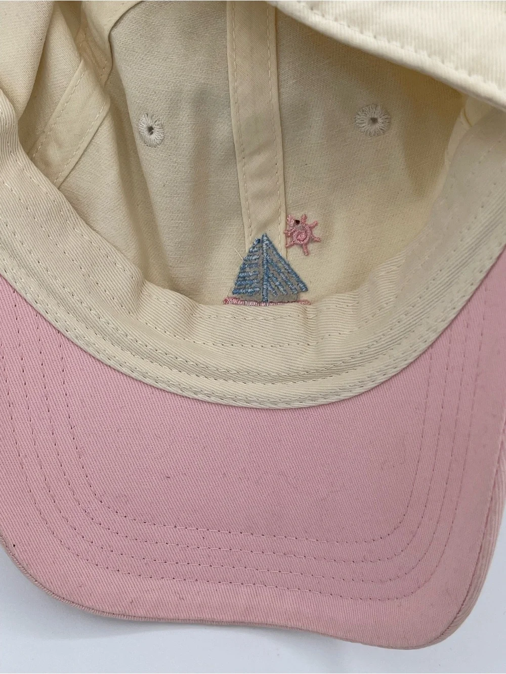 Frasier Sterling Two-Tone Sailboat Baseball Cap - Cream & Pink